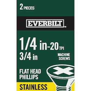 1/4 in.-20 x 3/4 in. Phillips Flat Head Stainless Steel Machine Screw (2-Pack)