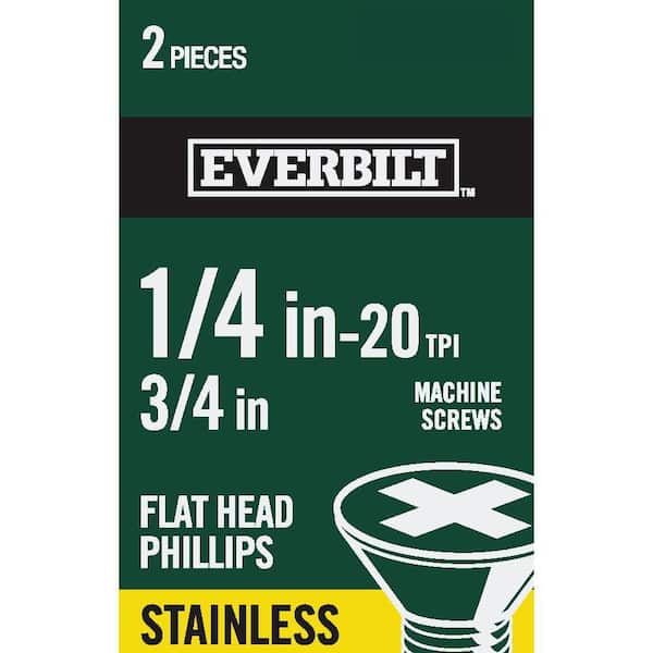 Everbilt 1/4 in.-20 x 3/4 in. Phillips Flat Head Stainless Steel Machine Screw (2-Pack)