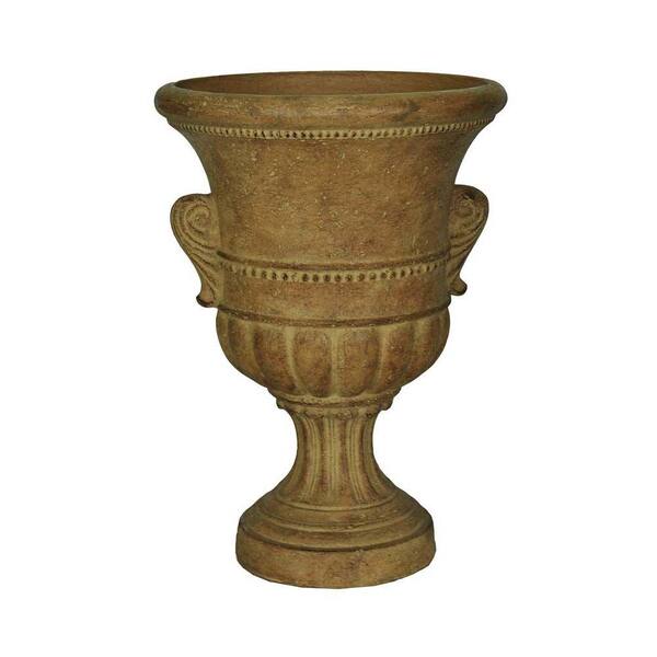 MPG 13 in. x 18 in. Cast Stone Urn with Handles in Aged Ivory
