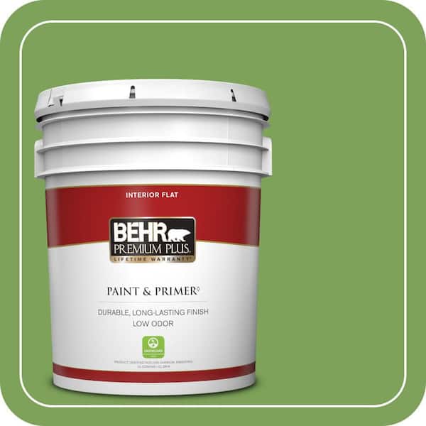 BEHR PREMIUM PLUS 5 gal. #P380-6 Springview Green Flat Low Odor Interior Paint & Primer