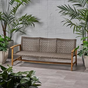 Hampton Natural Stained 1-Piece Wood Outdoor Patio Couch