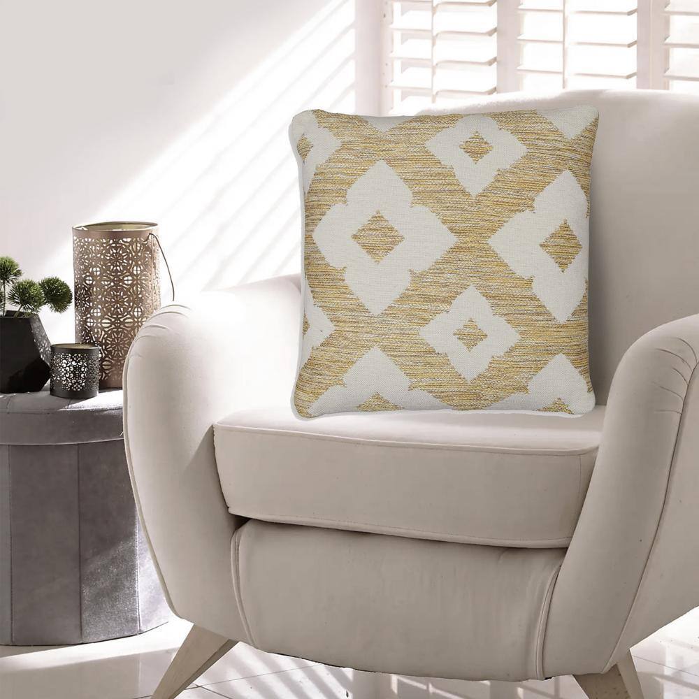 Neyr 18 Inch Yellow and White Floral Throw Pillow Set