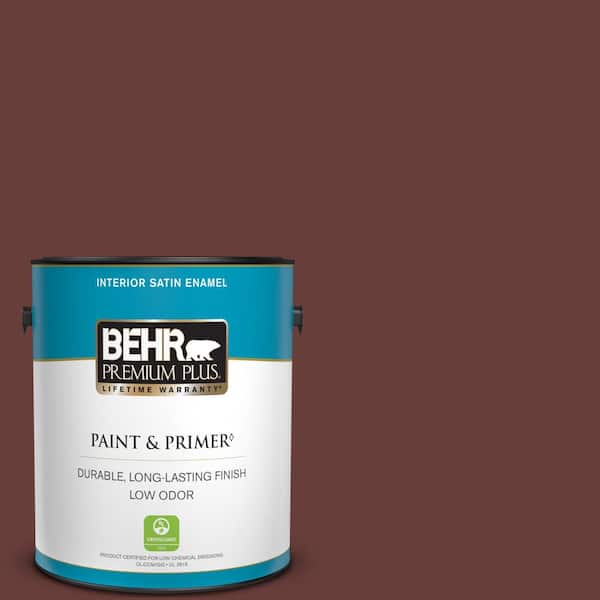 BEHR PREMIUM PLUS 1 gal. #PPU2-01 Chipotle Paste Satin Enamel Low Odor Interior Paint & Primer