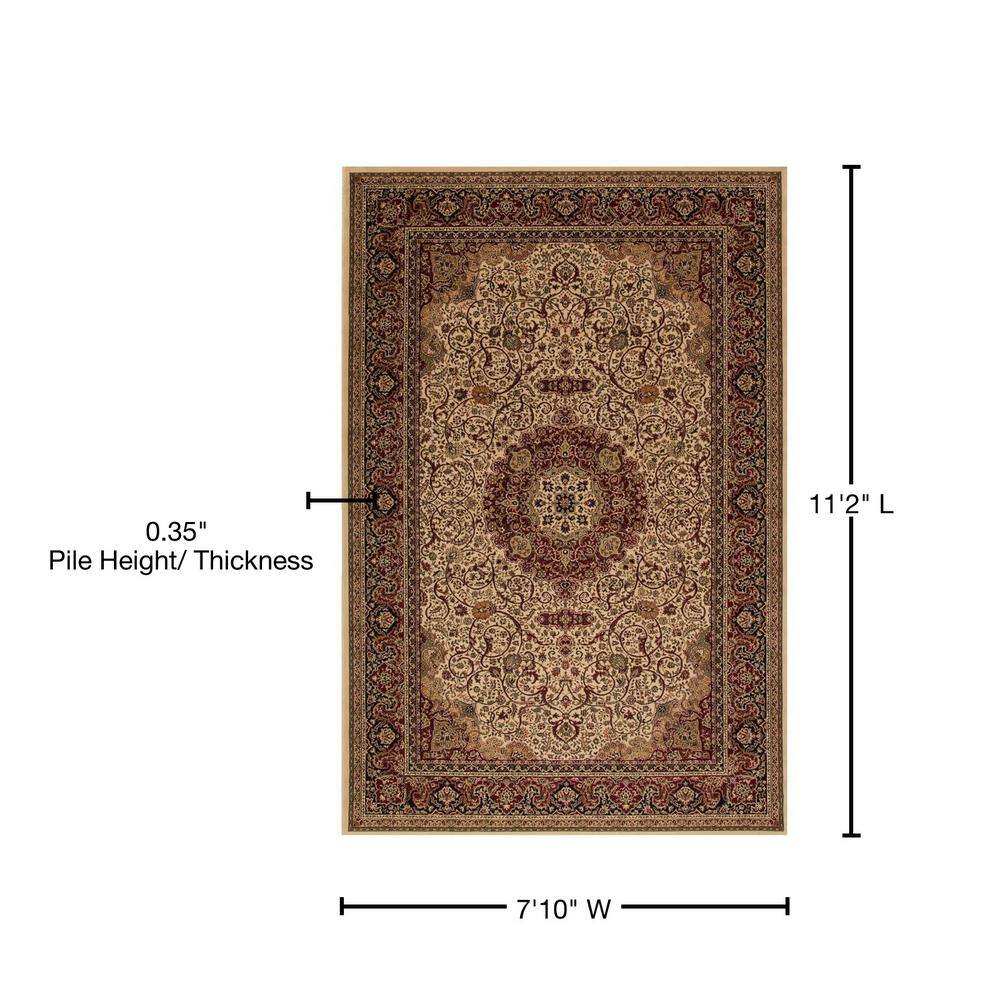 Elegant Ivory Persian-Style Medium Pile Area Rug 7'10" x 11'2"