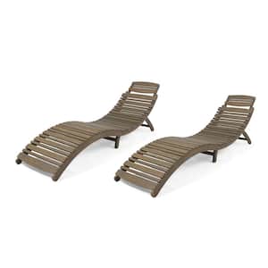 Maeve Gray Foldable 2-Piece Wood Outdoor Chaise Lounge