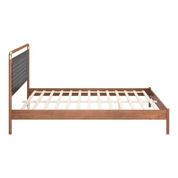 Netz Black and Walnut Rubberwood Frame King Platform Bed