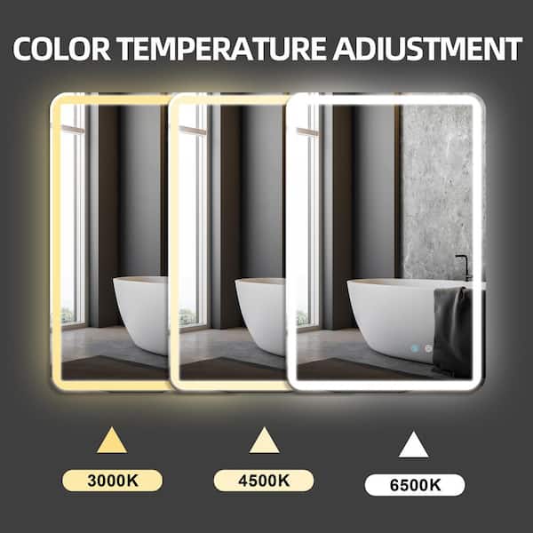 Zeafive 24 in. W x 36 in. H Large Rectangular Frameless Backlit 