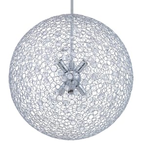 Estoque 6-Light Polished Chrome Pendant with Crystal Glass Accents