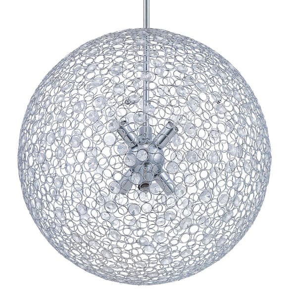 Progress Lighting Estoque 6-Light Polished Chrome Pendant with Crystal Glass Accents