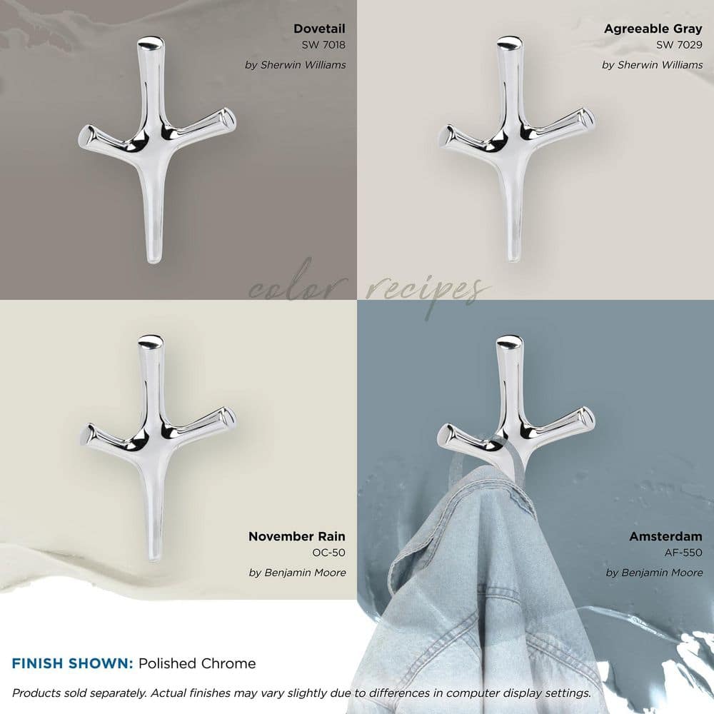 Polished Chrome Triple Prong Decorative Wall Hook