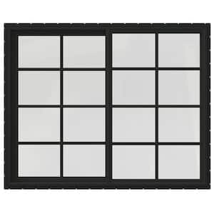 60 in. x 48 in. V-4500 Series Bronze Exterior/White Interior FiniShield Vinyl Right-Handed Sliding Window Colonial Grids