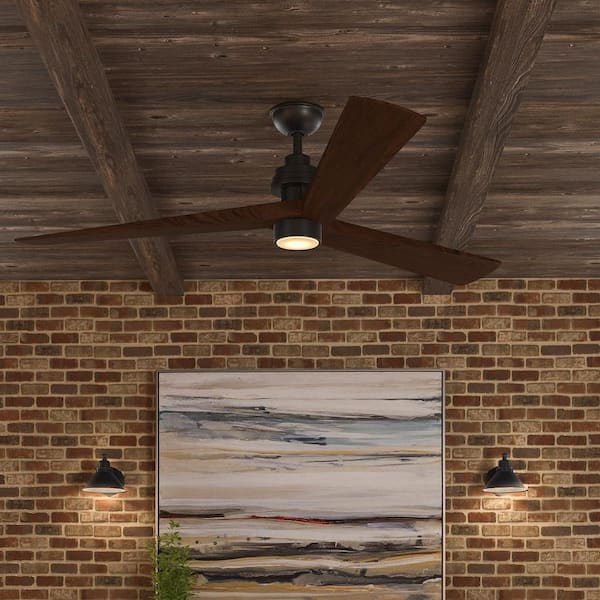 Fortston 60 in. Integrated LED Espresso Bronze Ceiling Fan with Light and Remote Control