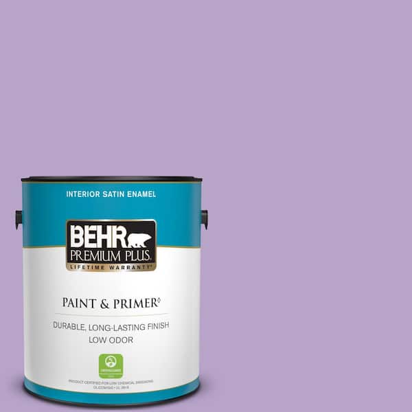 BEHR PREMIUM PLUS 1 gal. #650B-4 Violet Fields Satin Enamel Low Odor Interior Paint & Primer