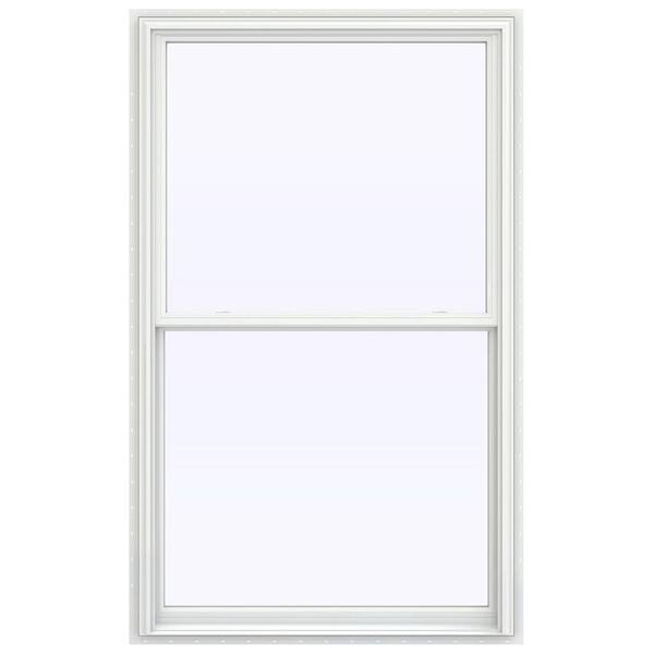 JELD-WEN 43.5 in. x 71.5 in. V-2500 Series White Vinyl Double Hung Window with BetterVue Mesh Screen