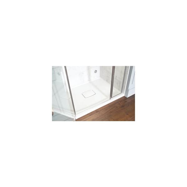 KOHLER Archer 48 in. L x 48 in. W Alcove Shower Pan Base with Center Drain and Removable Drain Cover in Ice Grey