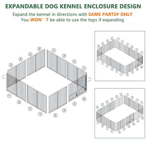 10 ft. x 10 ft. Outdoor Dog Cage Fence with Cover and Rotating Feeding Door