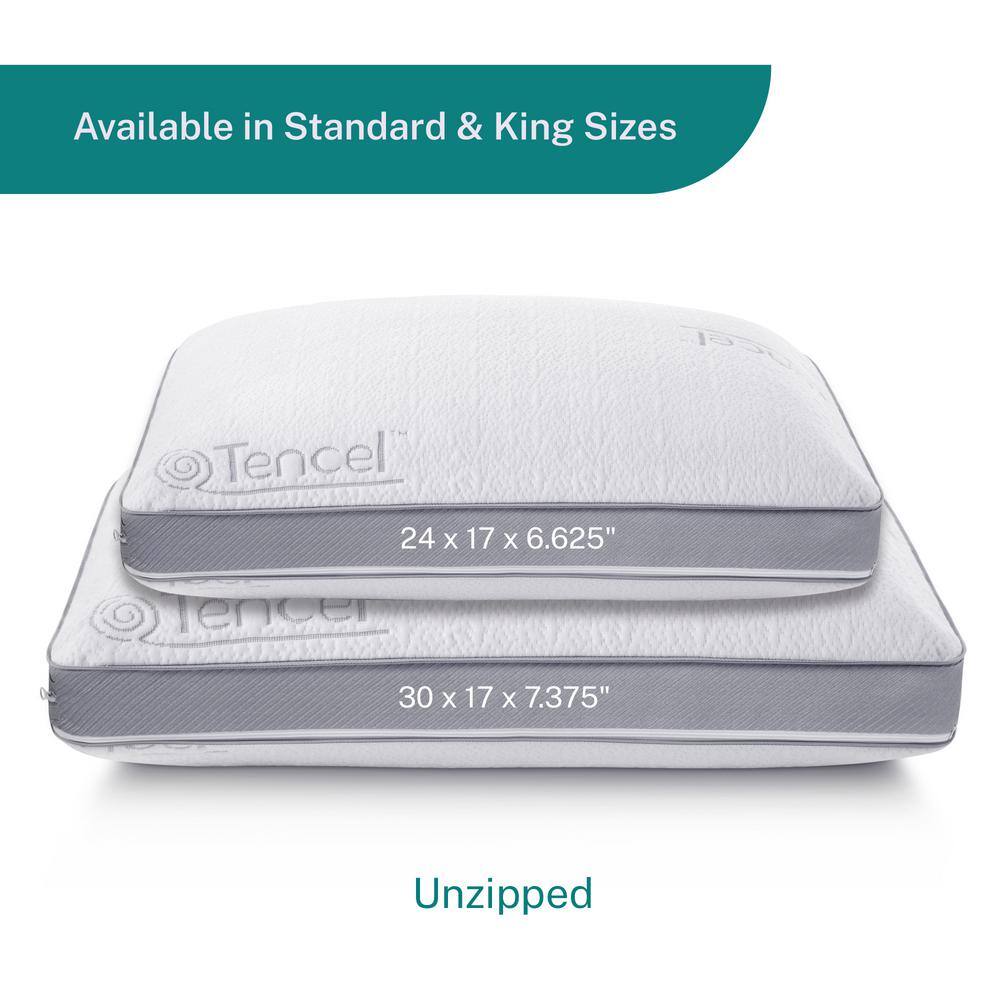 Standard White Gel Memory Foam Pillow with Tencel Cover