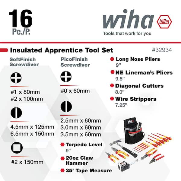 Wiha 1000-Volt Insulated Apprentice Tool Set (16-Piece) 32934