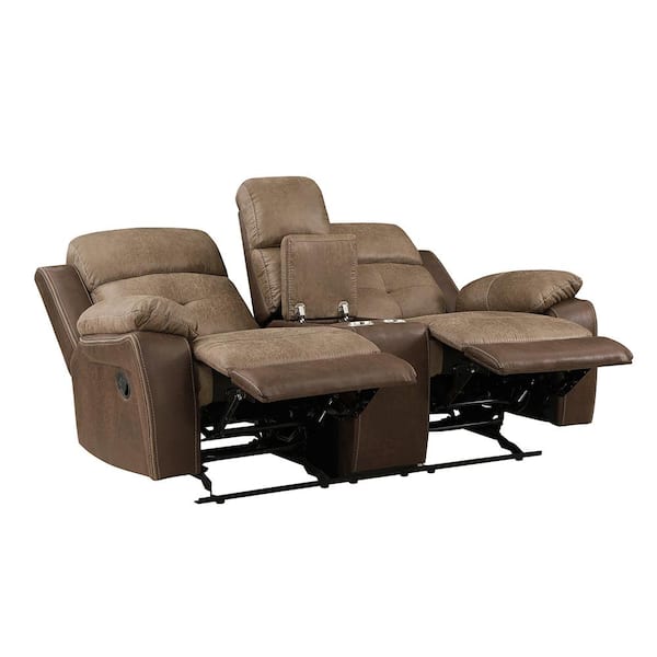 Lazzara Anslee 73 in. W Brown Microfiber Double Glider Reclining