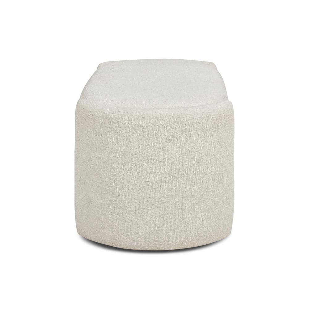 Modern Ivory White Boucle Oval Bedroom Storage Bench