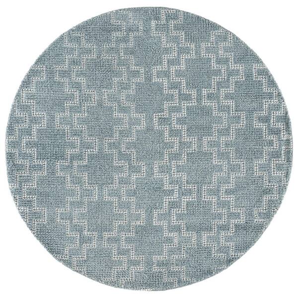 Vermont 6 ft. x 6 ft. Light Blue Tribal Round Rug
