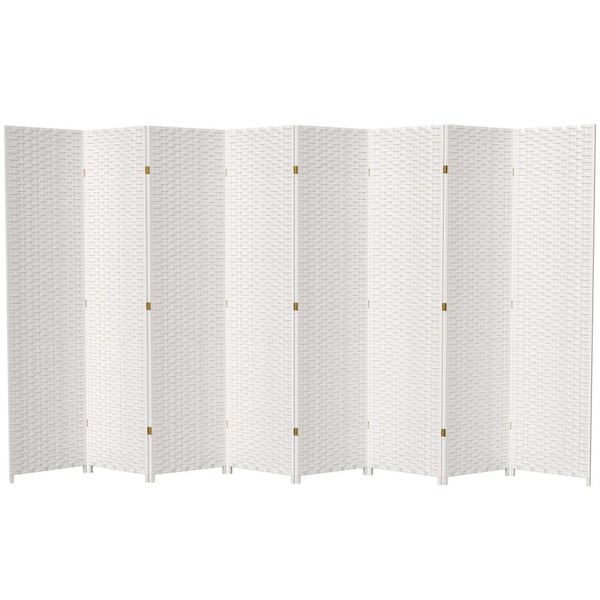 Oriental Furniture 7 ft. White 8-Panel Room Divider