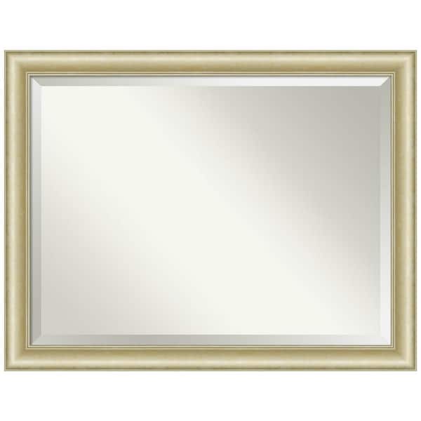 Amanti Art Textured Light Gold 45 in. H x 35 in. W Framed Wall Mirror