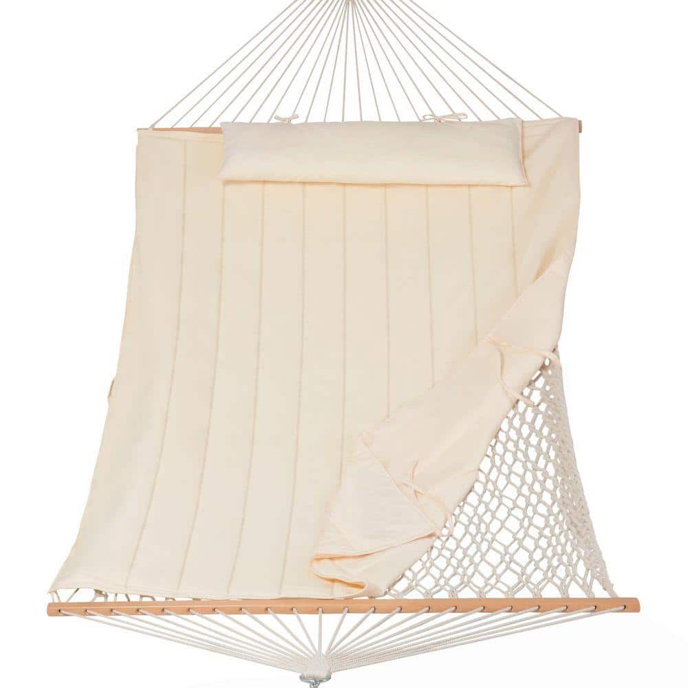 Outdoor Rope Hammock with Beige Pad