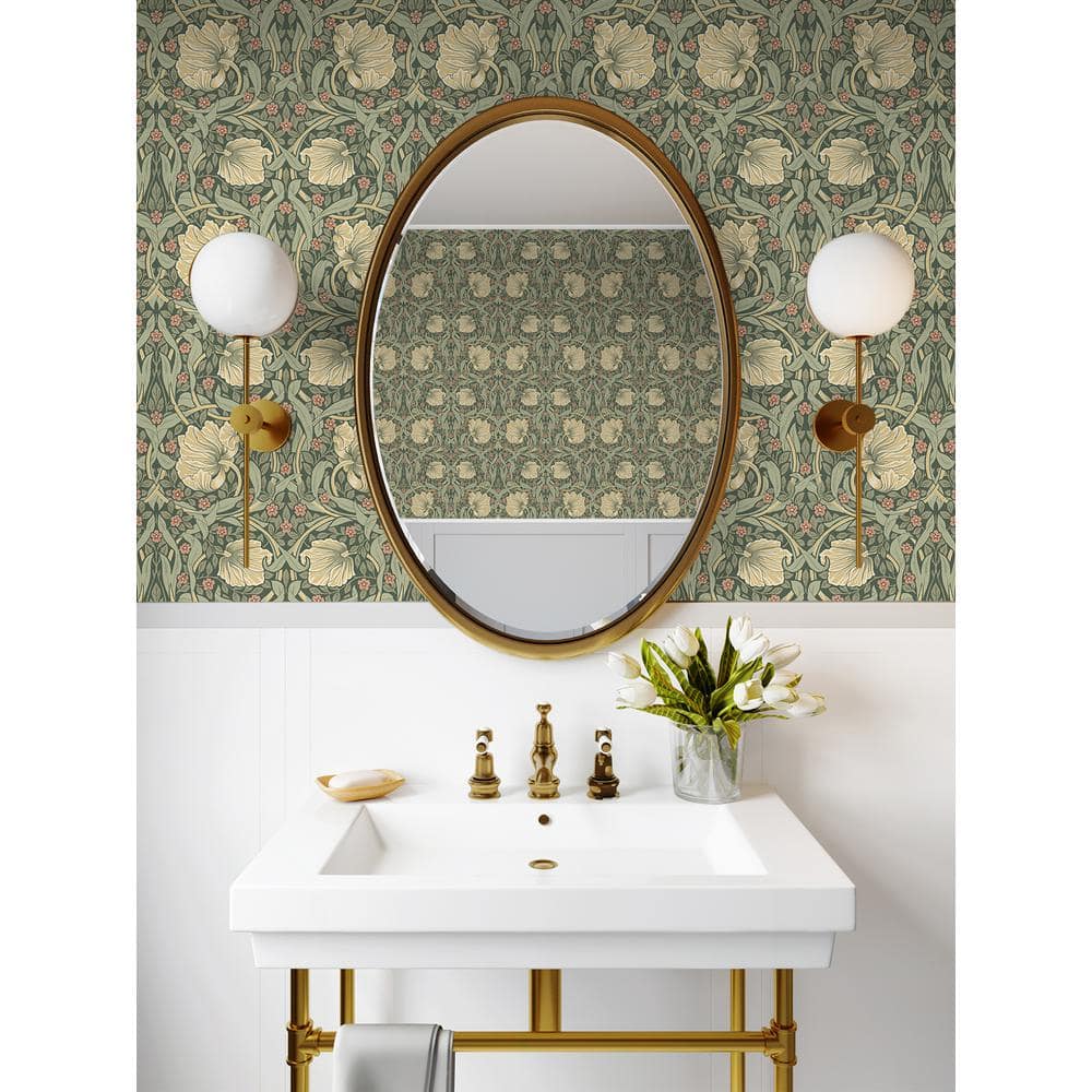 Gardenia & Sage Floral Peel and Stick Vinyl Wallpaper