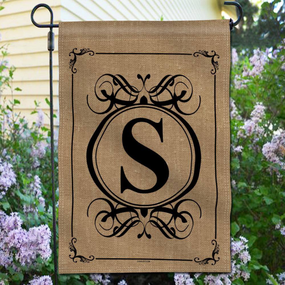 Classic Monogram Letter S Beige Polyester Garden Flag