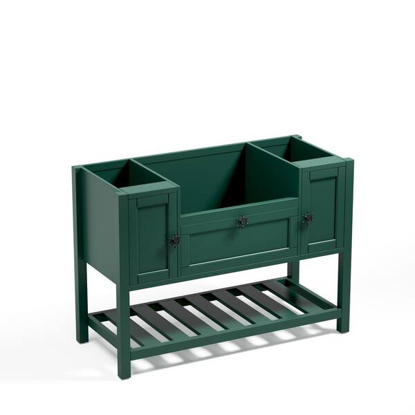 FORCLOVER 48 in. W x 20 in. D x 33.60 in. H Solid Wood Frame Bath Vanity Cabinet without Top in Green with Doors