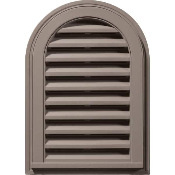 Builders Edge 14 in. x 22 in. Round Top Plastic Built-in Screen Gable Louver Vent #008 Clay
