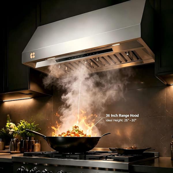 Professional 304 Stainless Steel 36 inch Under Cabinet Range Hood Insert with 4-Speed Levels and Smart Control