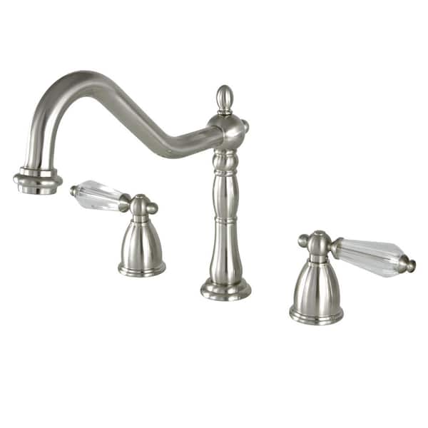 Kingston Brass Victorian Crystal 2-Handle Standard Kitchen Faucet in Brushed Nickel