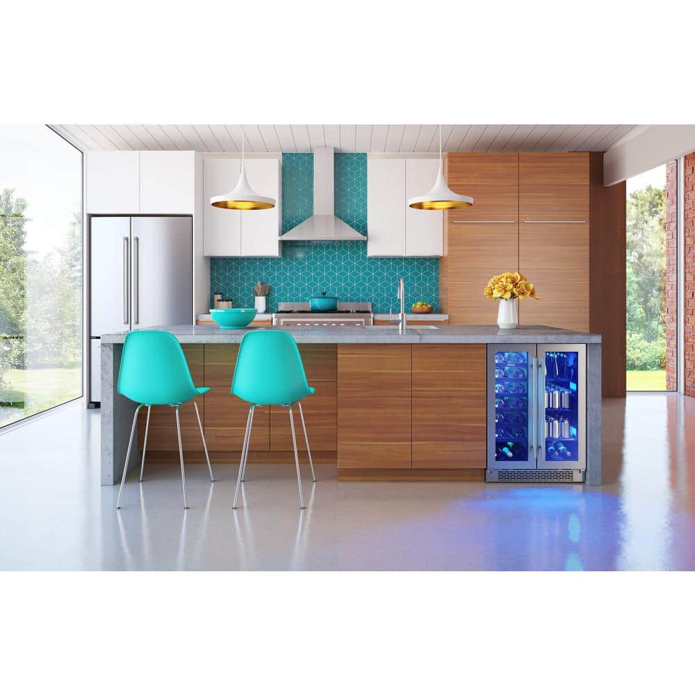 Stainless Steel Dual Zone French Door Wine and Beverage Cooler