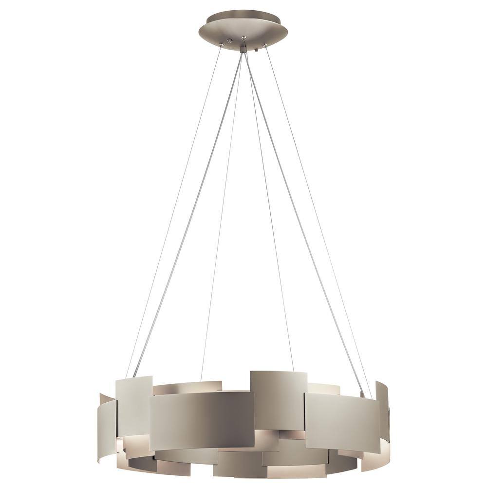 Satin Nickel 26.5" Modern LED Drum Pendant with Black Shade