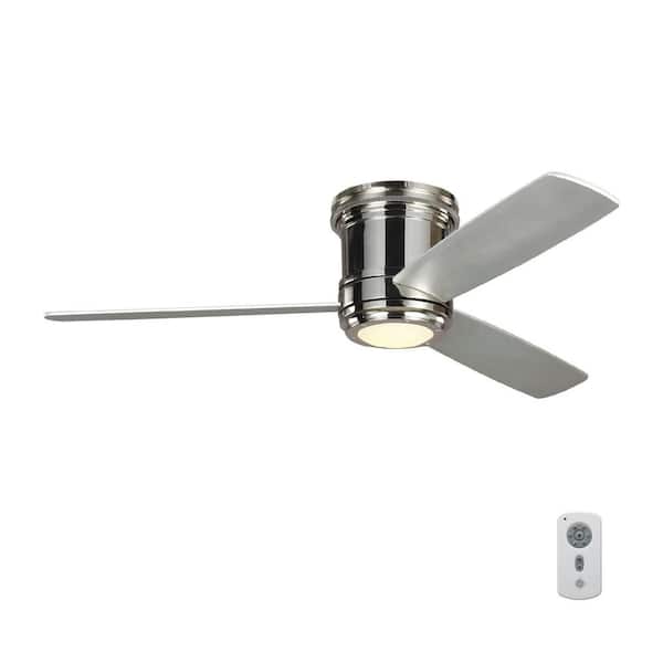 Generation Lighting TOB by Thomas O'Brien Aerotour Semi-Flush 56 in. Integrated LED Polished Nickel and Silver Blade Ceiling Fan with Remote