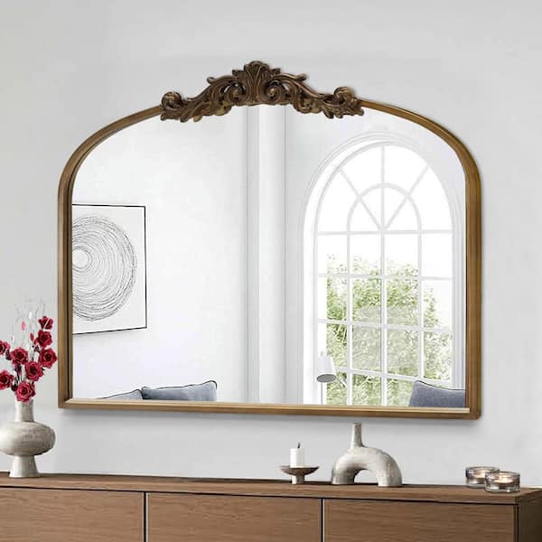 Sxiawe 35.8 in. W x 29.1 in. H Ornate Baroque Antique Brass