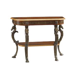 LaPointe 42 in. Brown Standard Specialty Wood Console Table with Display Shelf