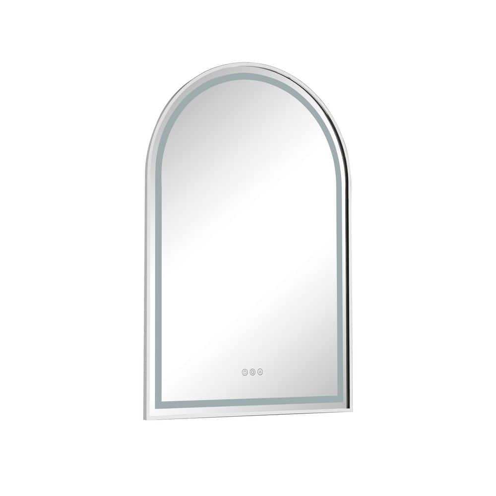 39 in. W x 26 in. H Arched Rectangular Framed LED Anti-Fog Dimmable Wall Mo