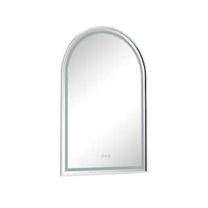 39 in. W x 26 in. H Arched Rectangular Framed LED Anti-Fog Dimmable Wall Mount Bathroom Vanity Mirror in Chrome