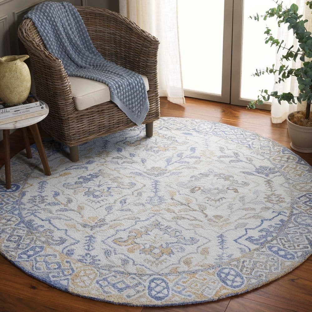 Renewal 6 ft. x 6 ft. Beige/Gray Diamond Floral Round Area Rug price history on PriceWatchPro