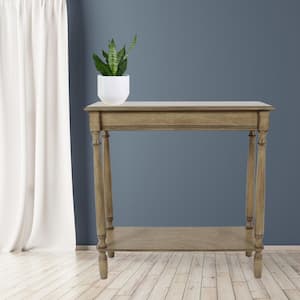 Simplify Rectangular Wood Console Table with Shelf, Sahara Finish