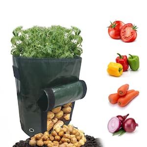 13.8 in. Dia x 19.7 in. H 10 Gal. Green Grow Bags with Harvest Window for Potato, Tomato, Vegetable, Fruit (4-Pack)