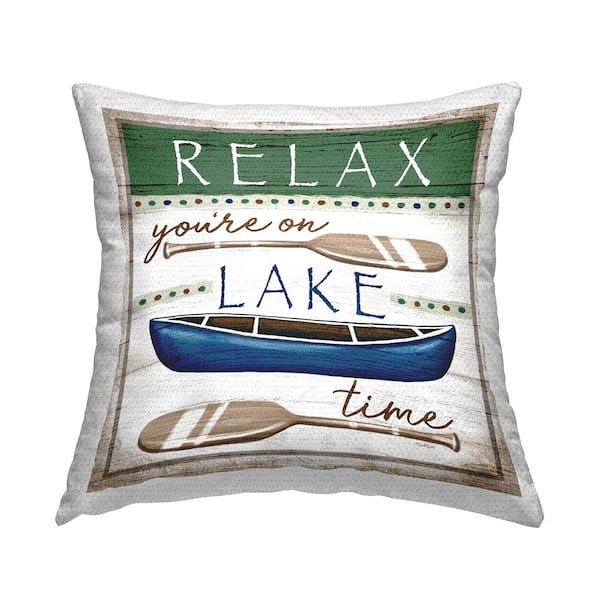 Stupell Industries Rustic Pattern Lake Time Canoe Oars Multi-Color Square Outdoor Throw Pillow