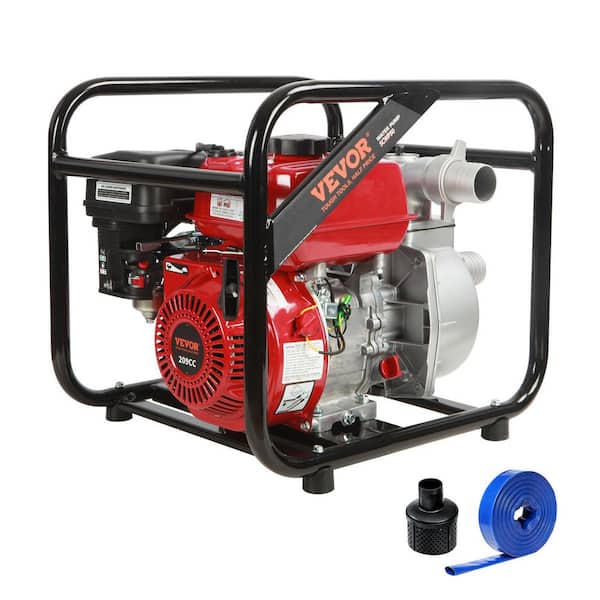 Gasoline 2 in. 7HP Water Pump 142 GPM 148 ft. Lift 22 ft. Suction 4 Stroke with 25 ft. Hose EPA Certified Portable