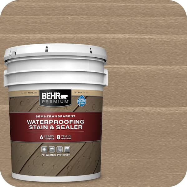 5 gal. #ST-143 Harbor Gray Semi-Transparent Waterproofing Exterior Wood Stain and Sealer