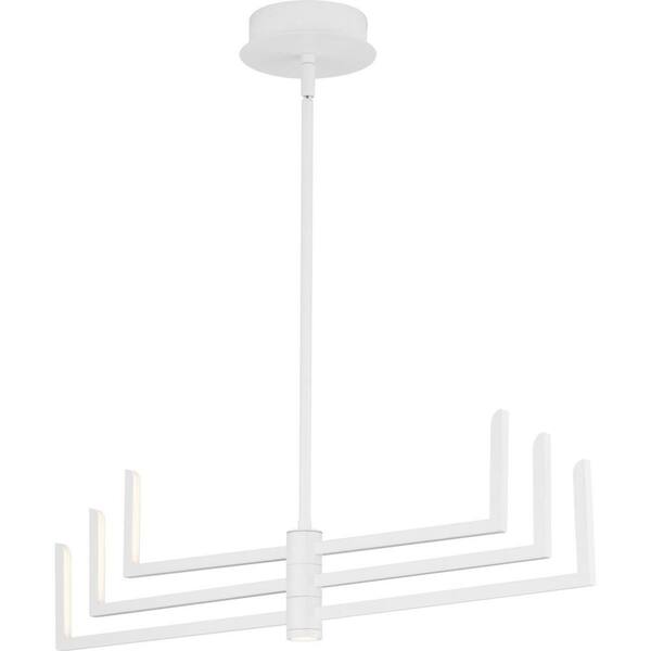 Progress Lighting Pivot LED Collection 6-Light Satin White Frosted Glass LED Modern Chandelier Light
