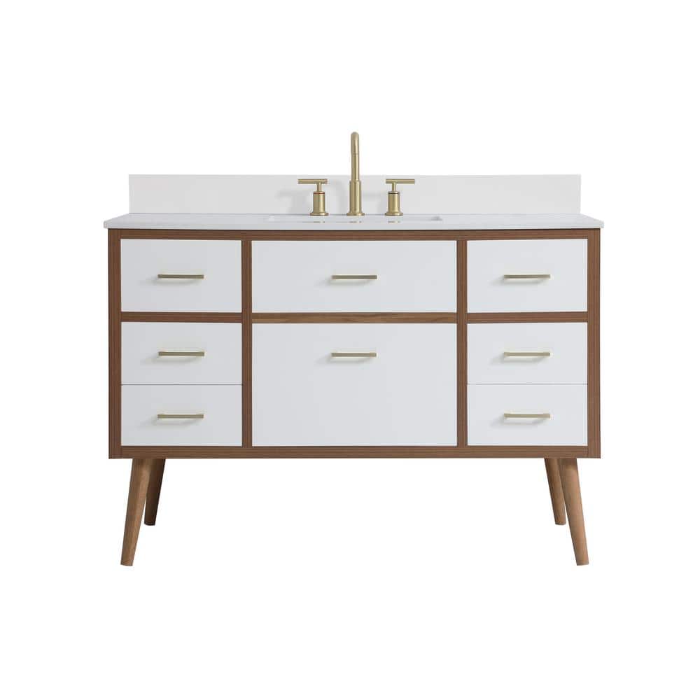 Simply Living 48 in. W x 22 in. D x 33.5 in. H Bath Vanity in White with Iv