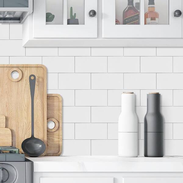 Tenedos White Ceramic Subway Tile Handmade Gloss Finish 3 Inch X 12 Inch, Wall Tile, Kitchen And Bath Backsplash, Made In Italy (1 Box Of 5.4 Sq.Ft